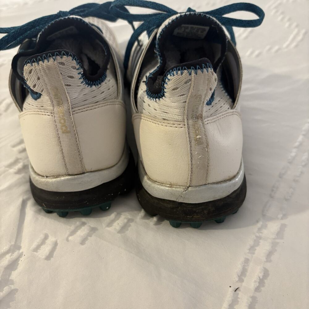 Adidas Spikeless Mesh Golf Shoes White Teal Laces Lightweight Men’s Size 9 - Picture 6 of 10